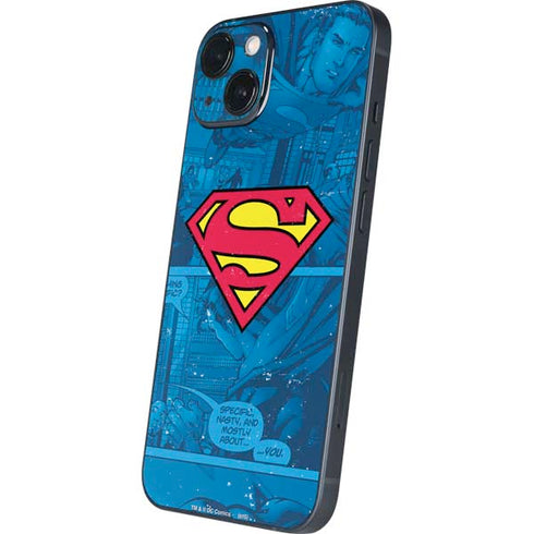 DC Comics Superman Logo Background Pattern iPhone 14 Skin